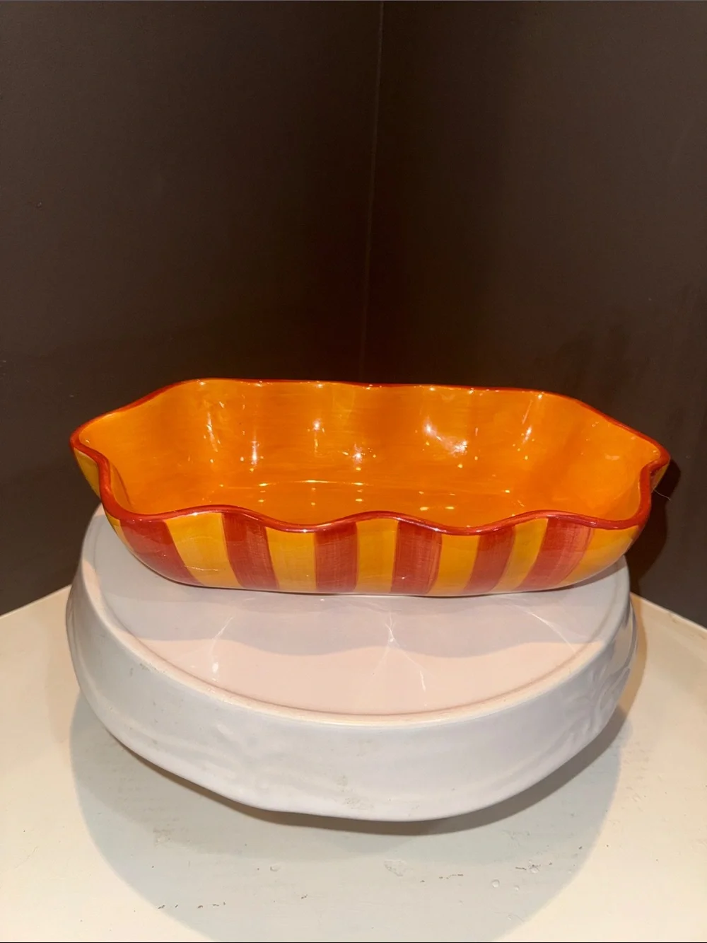 Southern Living At Home Ruffled Bowl #40527 Siena Gail Pittman Hand Painted